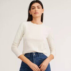 Everlane Women’s White The Organic Cotton Crew Neck Long Sleeve Tee Shirt